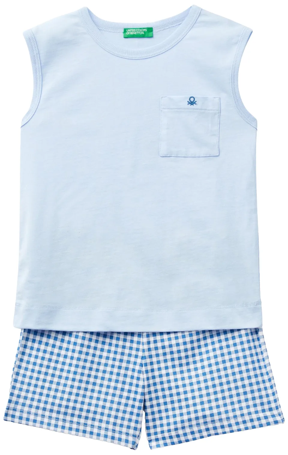 Benetton pigiamino neonato 90 canotta pantalone logo