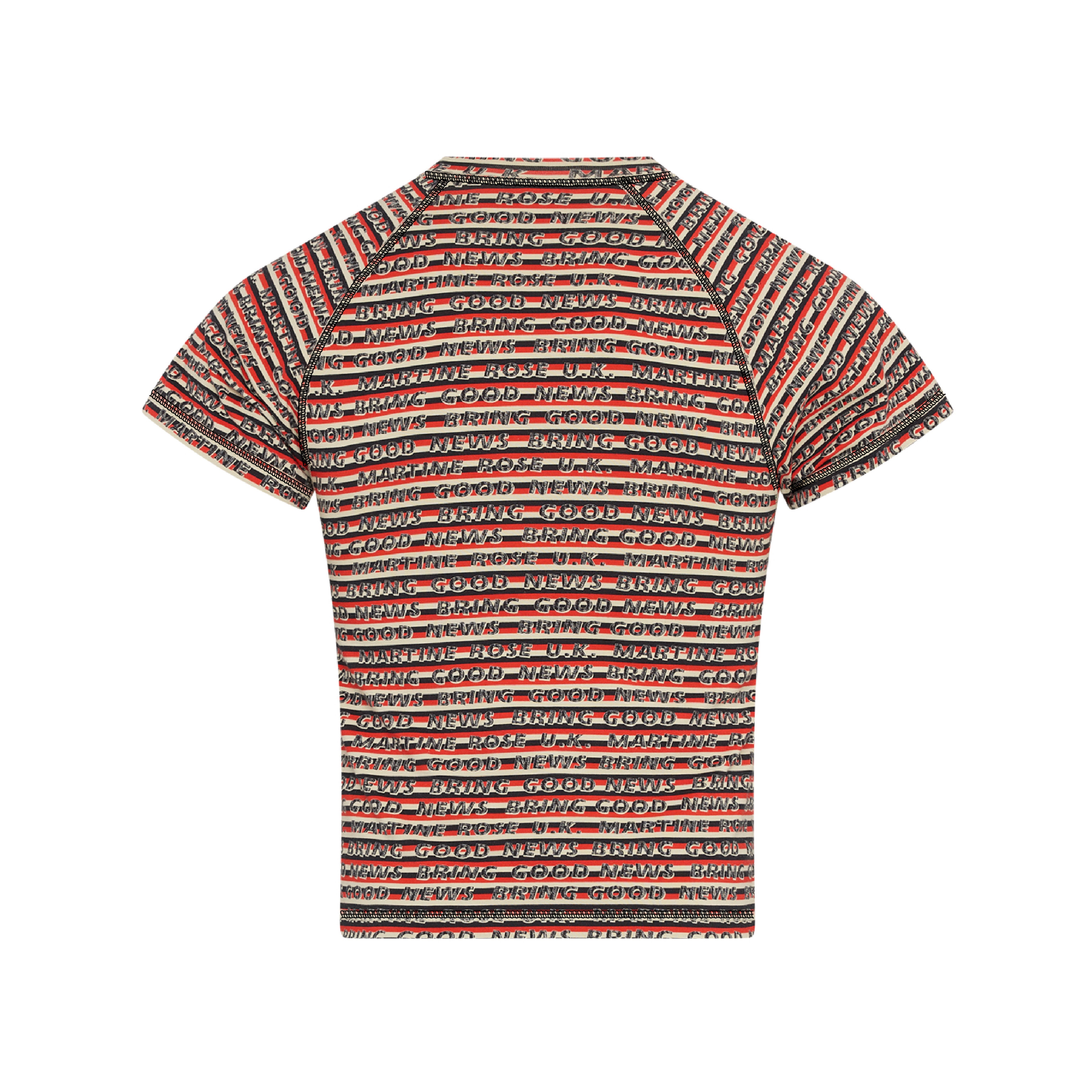Martine Rose Raglan Shrunken T-Shirt righe rosso grigio slim