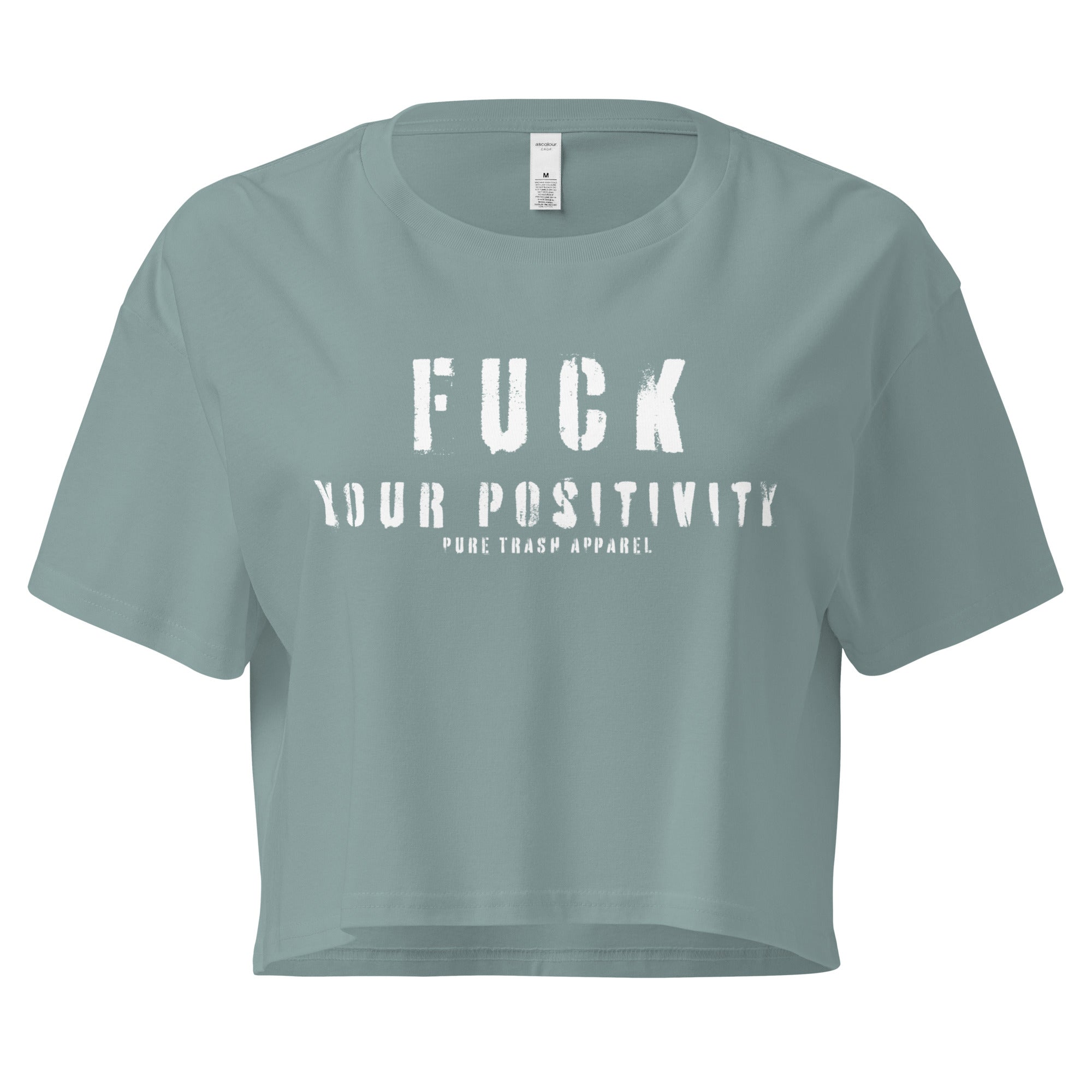 Pure Trash Womens Fuck Your Positivity top crop Black