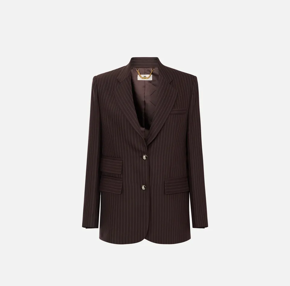 Elisabetta Franchi GI24766E2 Giacca Lana Dark Chocolate