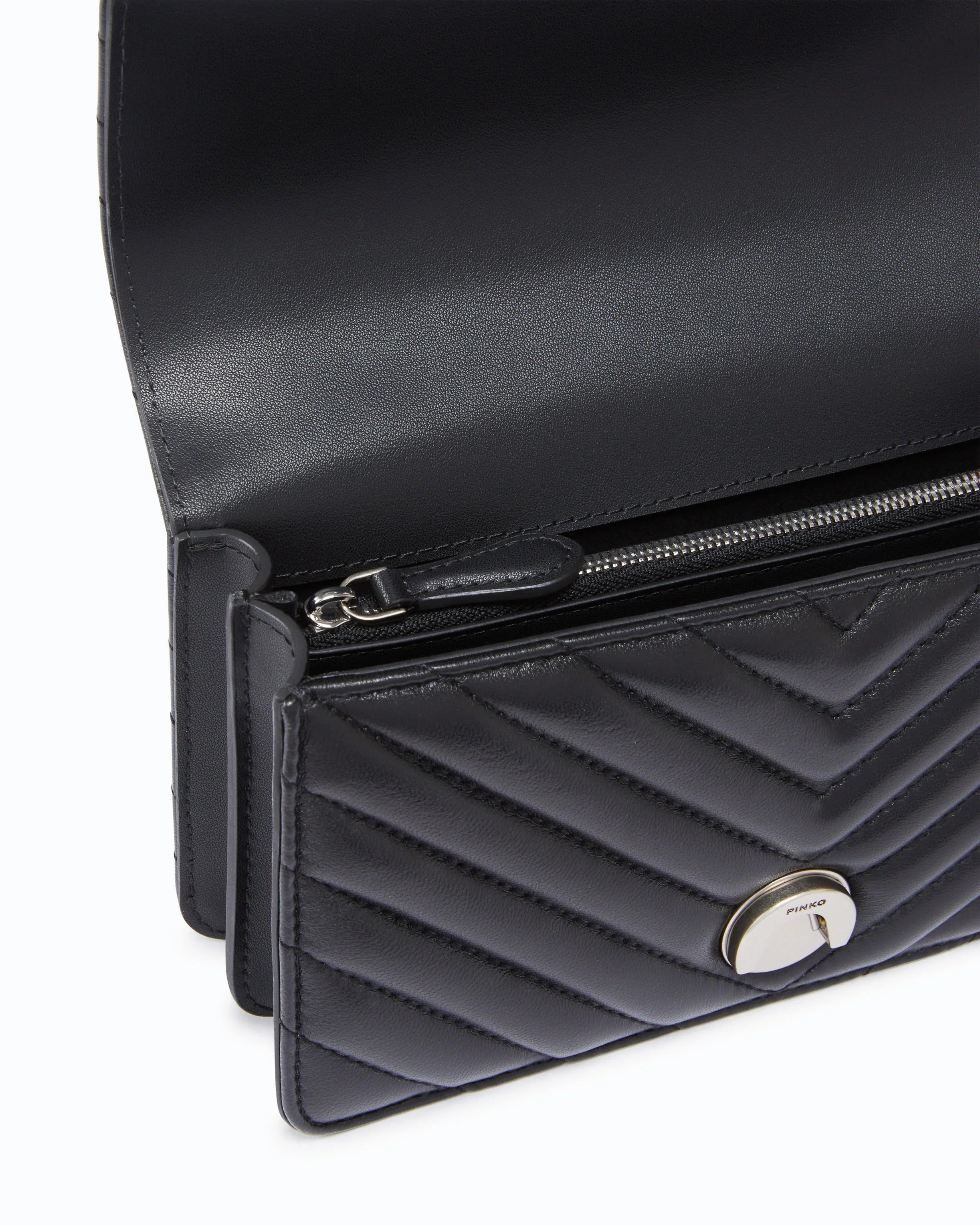 Pinko Love One Mini 100074-A0GK Borsa Donna Nero Silver Nappa