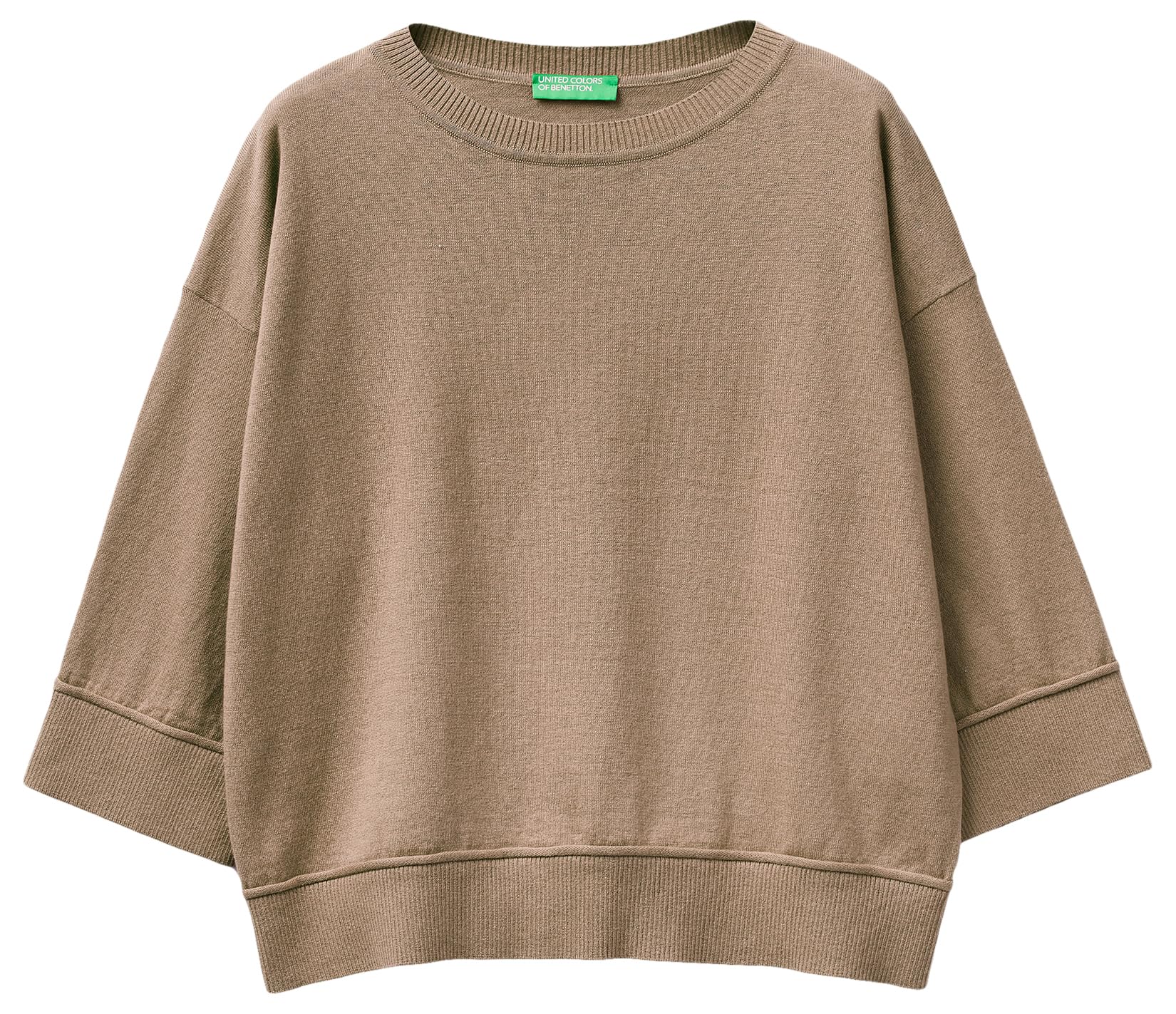 Benetton Maglieria Maglione Girocollo Boxy Manica 3/4