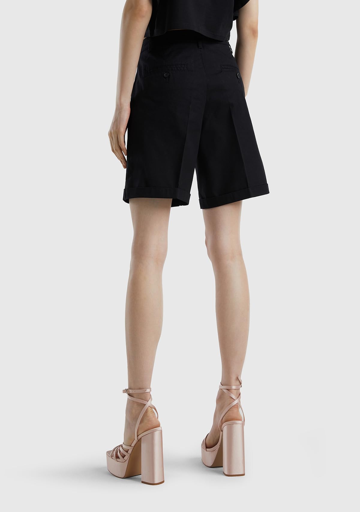 Benetton Pantaloni Bermuda Donna Cotone Stretch