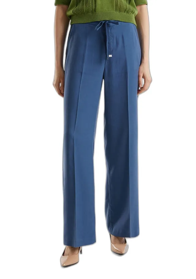 Benetton Pantaloni 4t91df02s Palazzo Donna Blu lyocell regular