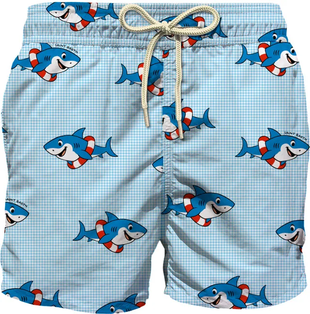 MC2 Saint Barth Jean Lighting boxer bambino azzurro squali