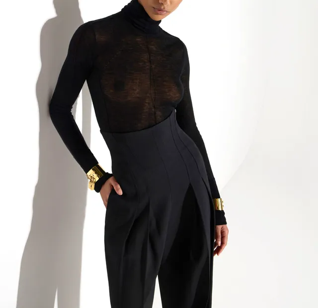 Elisabetta Franchi MK04W68E2 Maglia Lana Nera Dolcevita