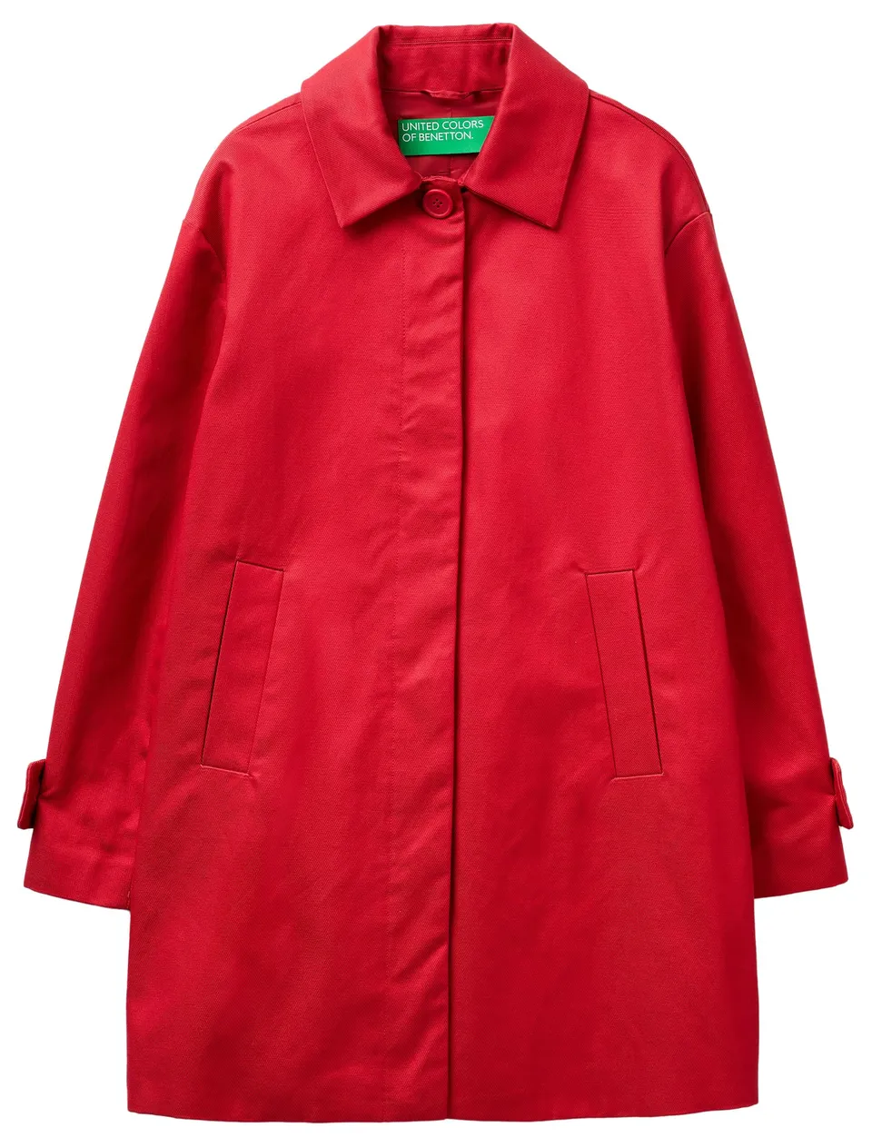 Benetton 2X2LDN098 Cappotto Donna Rosso in Cotone Regular Fit