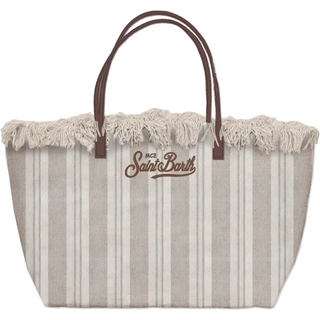 MC2 Saint Barth City Bag Fringe borsa beige canvas