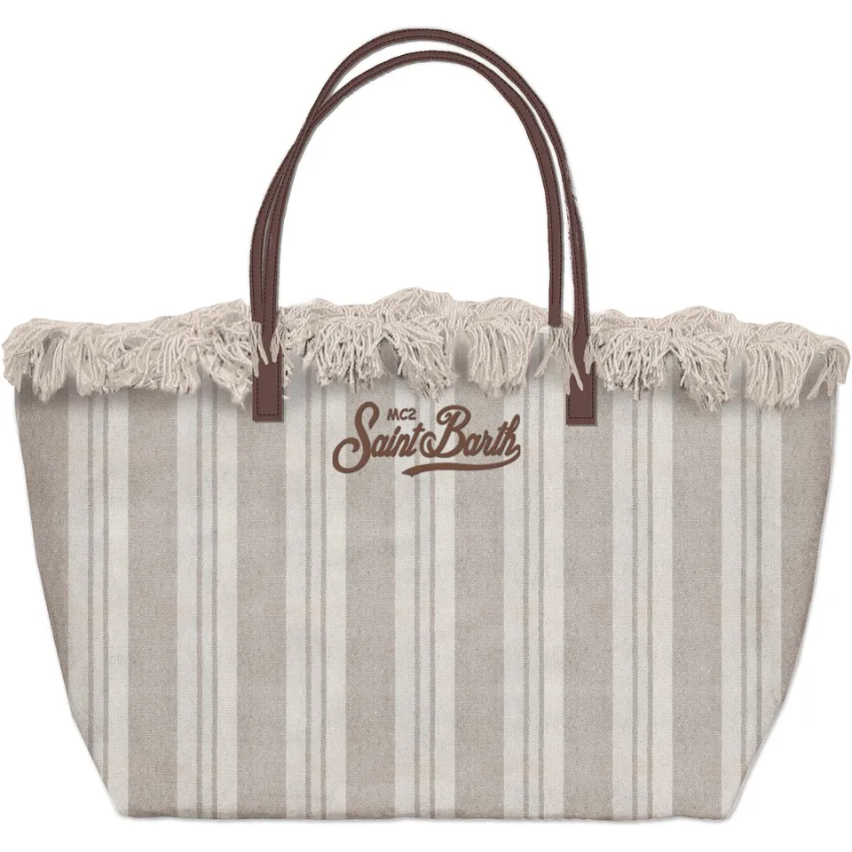 MC2 Saint Barth City Bag Fringe borsa beige canvas