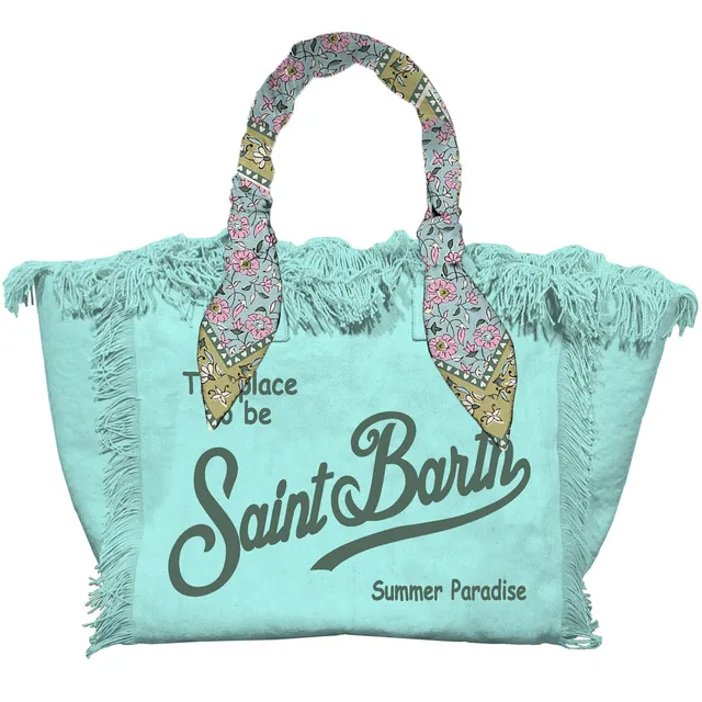 MC2 Saint Barth Vanity Foulard 09849L borsa verde acqua canvas