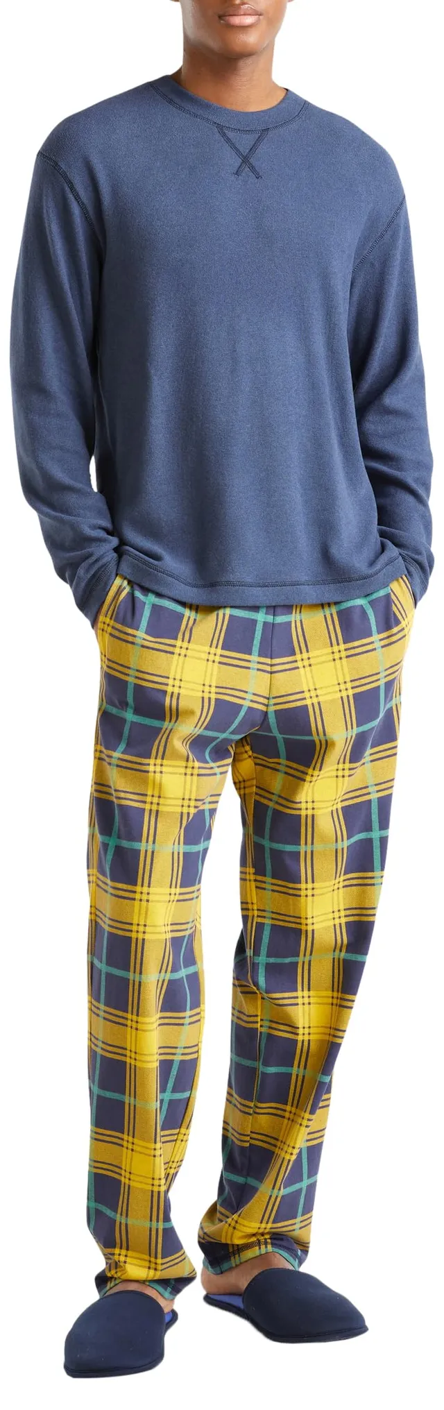 Benetton Pantalone Pigiama Uomo Check Taglia L Morbido