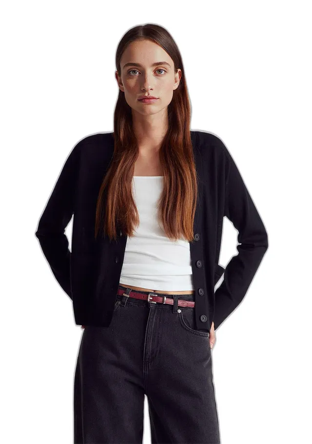 Benetton Maglieria 11ahd604r Cardigan Merino Nero Taglia XS