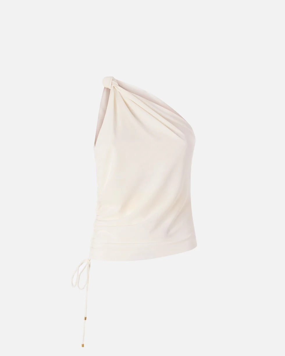 Pinko Kristel 106544 A37V top bianco monospalla nodo