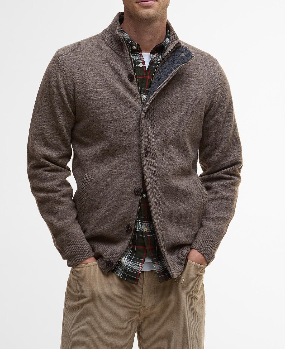 Barbour Essential Patch Zip MKN0731 Maglione Uomo Dark Stone