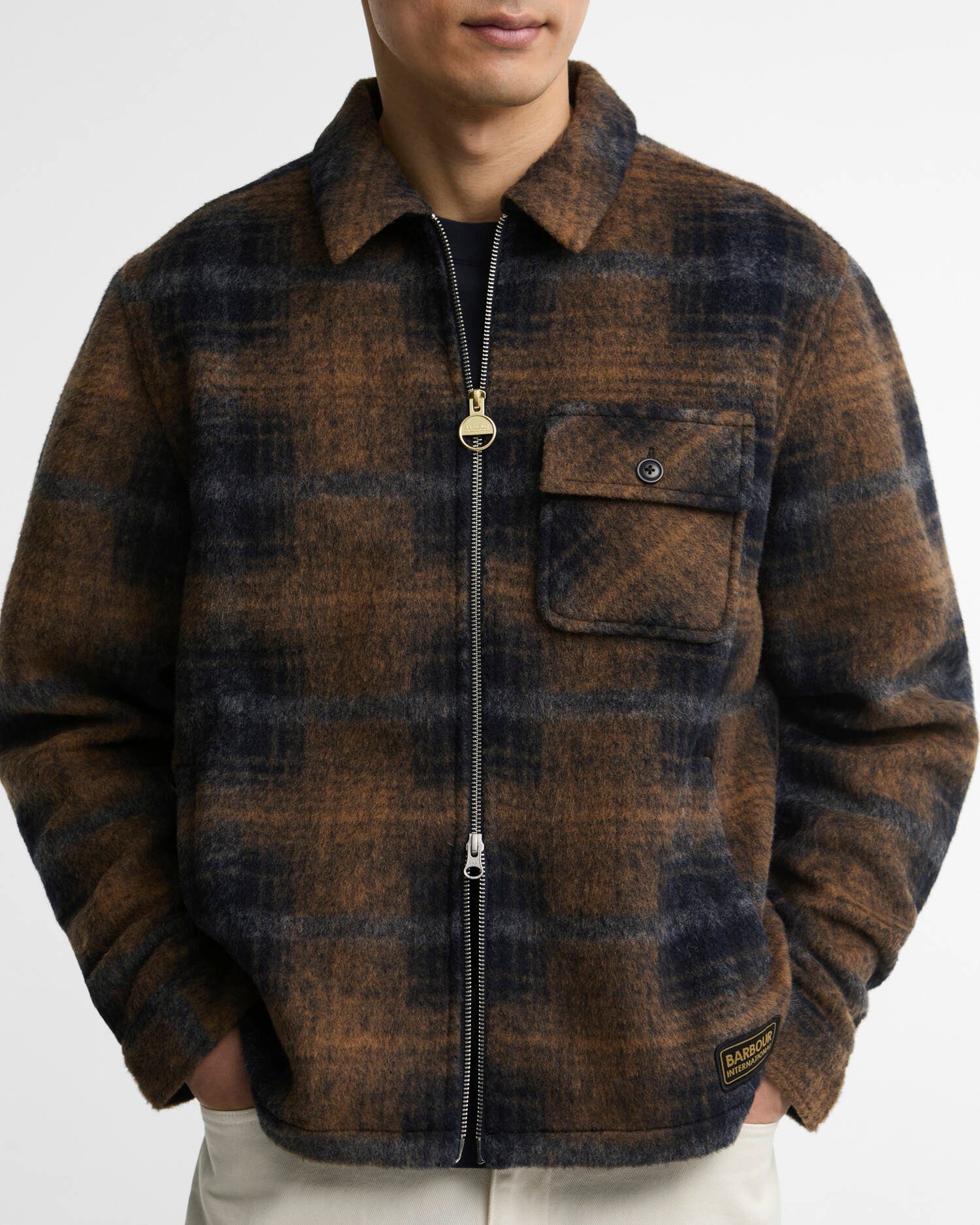 Barbour Osvald MFL0229 camicia overshirt navy misto lana