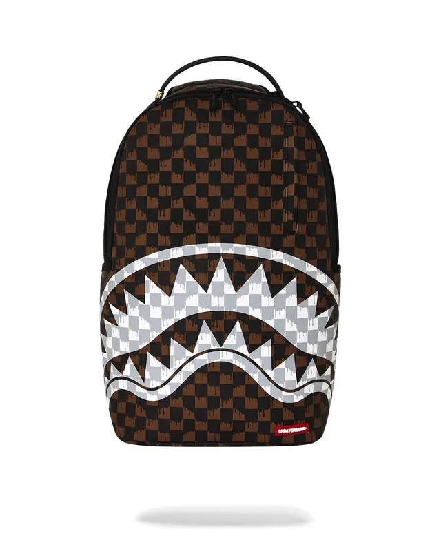 Sprayground Drip Check Shark zaino marrone PVC laptop