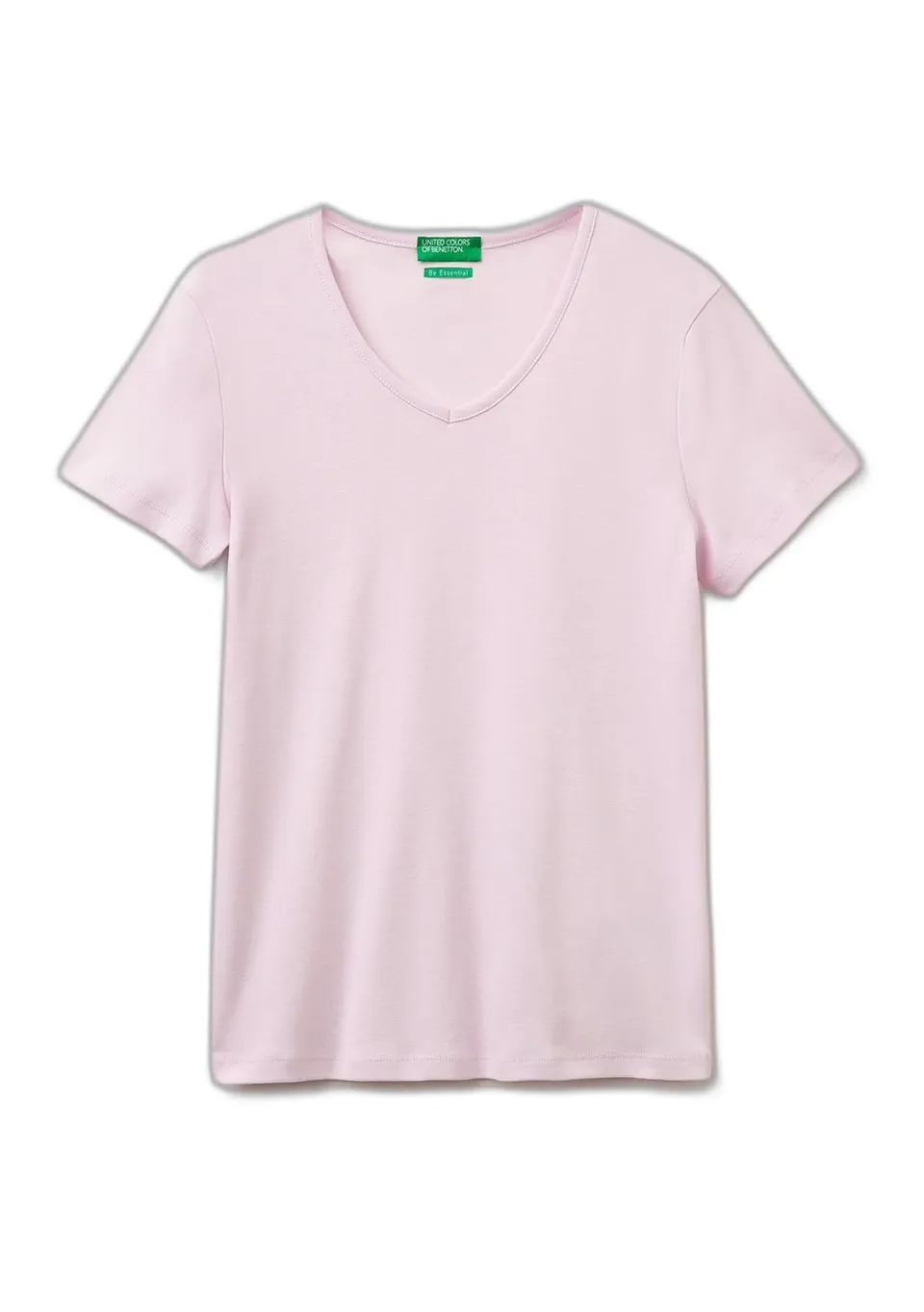 Benetton T-Shirt Donna Costina Rosa Scollo V