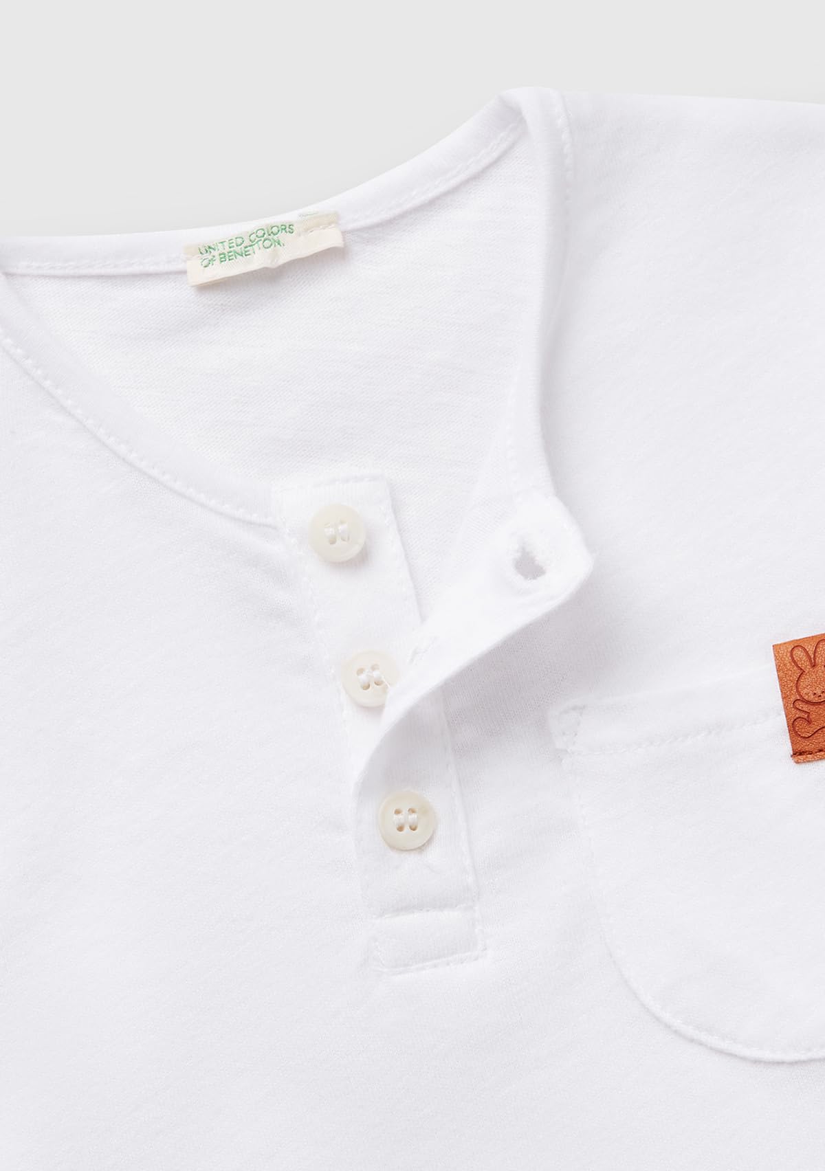 Benetton T-Shirt Bimbi 12 Mesi Bianca Cotone Lino Taschino