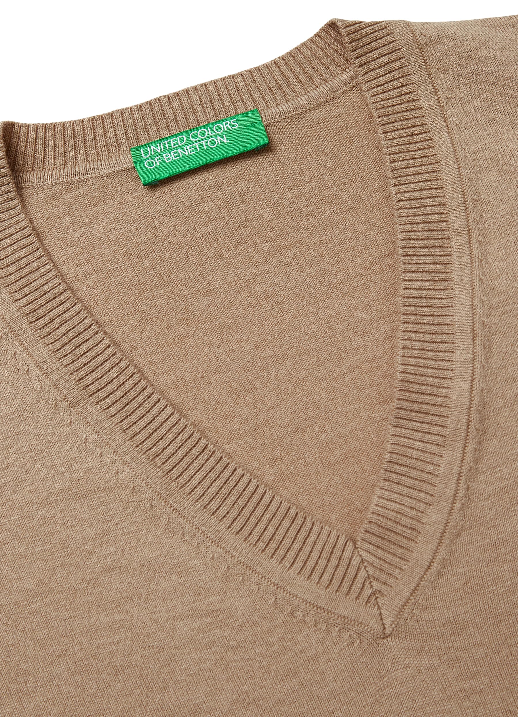 Benetton Maglieria 1y6sd403o maglione scollo a V beige boxy