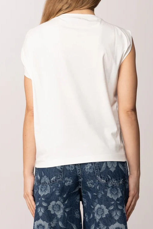 Pinko Melody 106478 A35D top bianco cotone