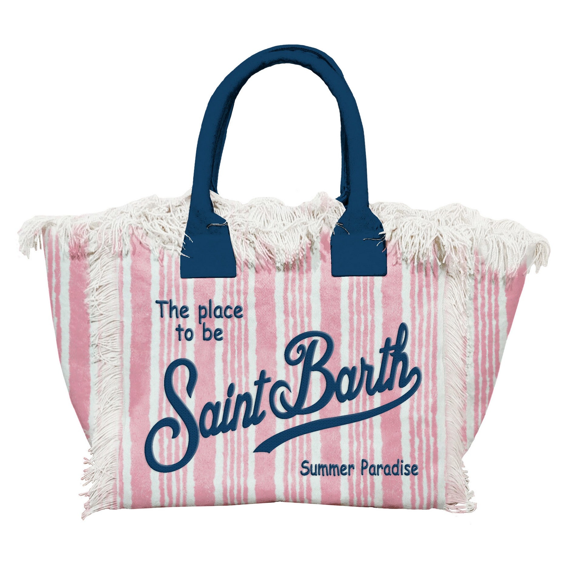 MC2 Saint Barth Colette 03475L borsa righe rosa canvas