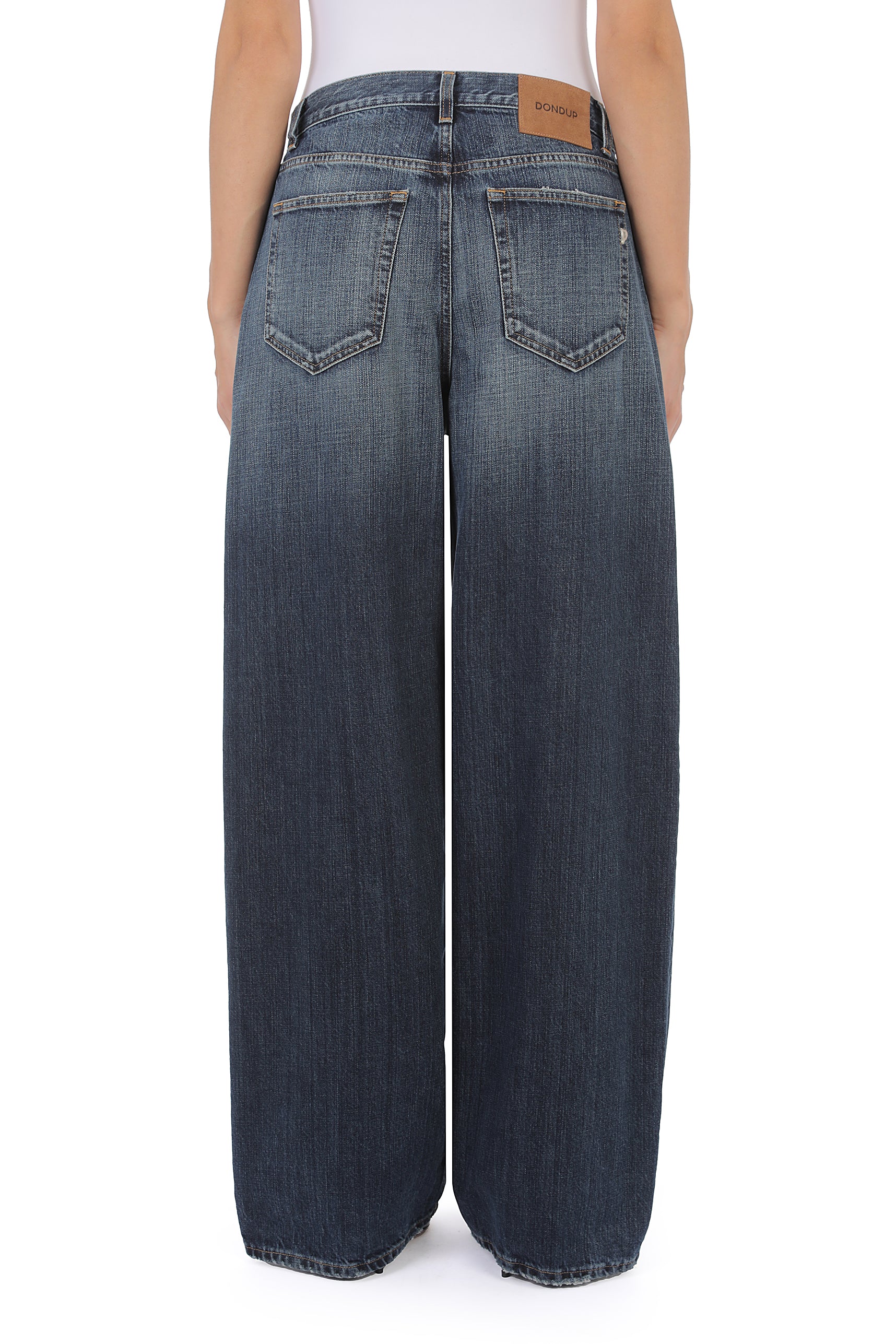 Dondup Dakota DP849 jeans donna palazzo blu loose