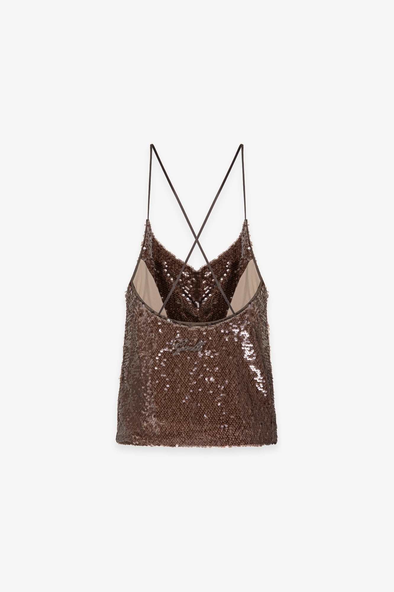 Gaelle Paris GAABW09868 top paillettes moka slim