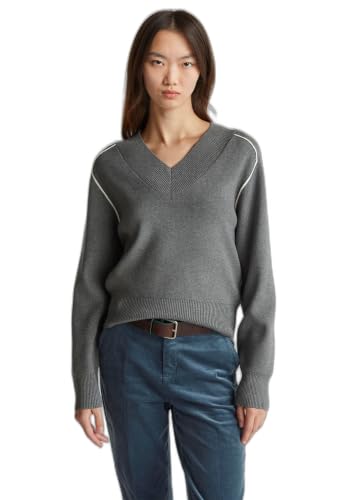 Benetton 17q3d403j Maglione Donna S scollo a V boxy