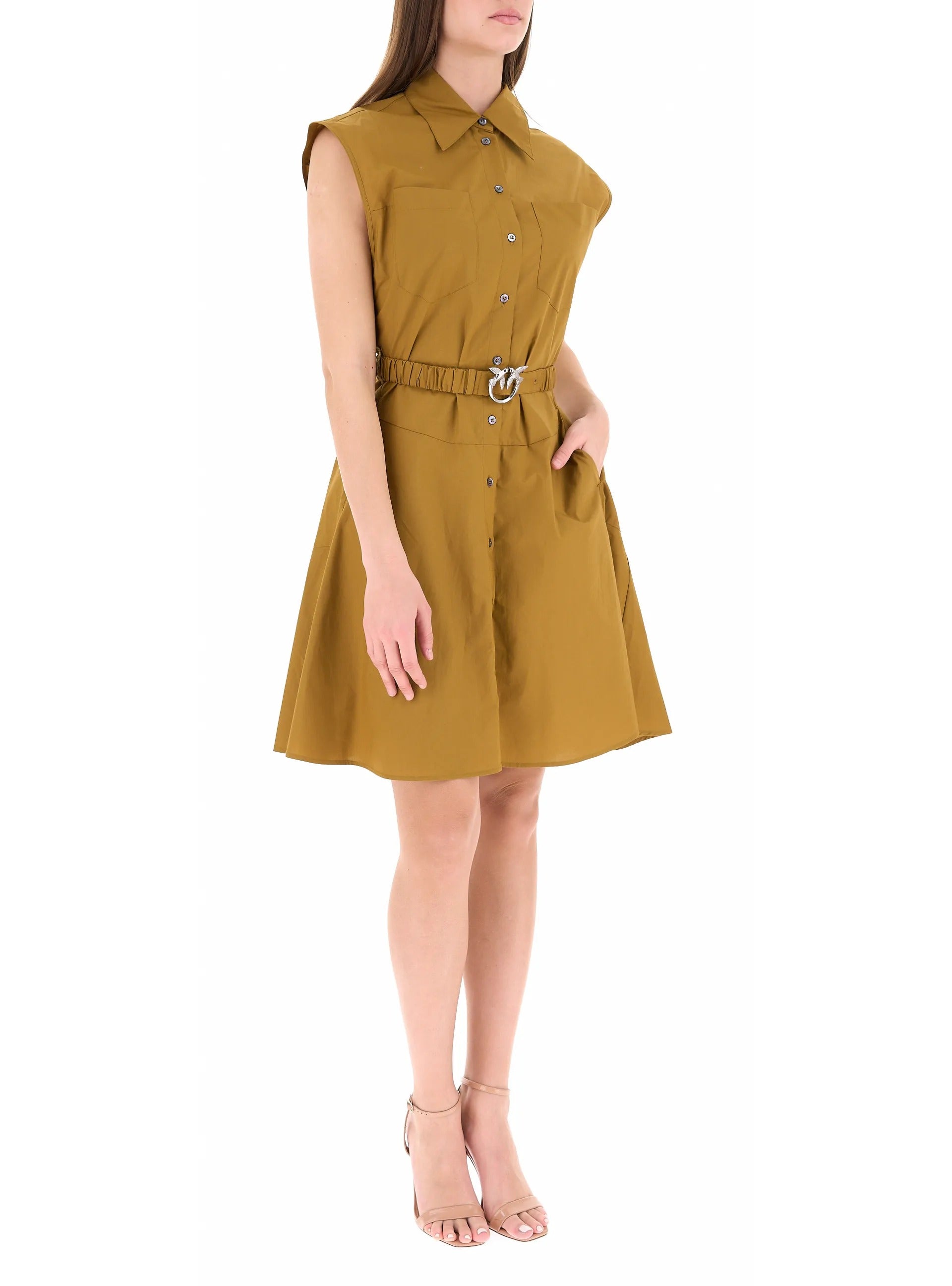 Pinko 103111 A2LD abito chemisier bronzo cotone