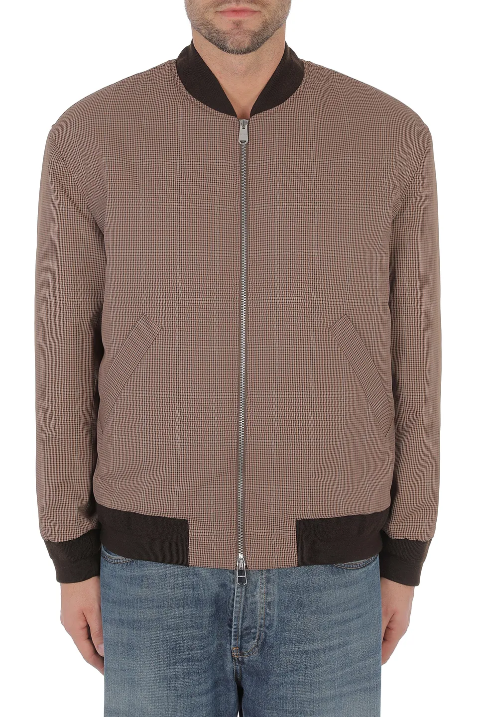 Dondup JU044 QF0209U737 Giacca Bomber Pied de Poule Marrone