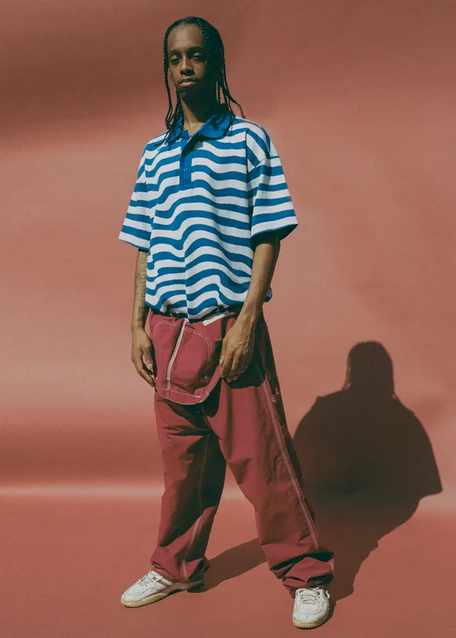 Martine Rose Ego S/S Polo Shirt polo righe blu cotone