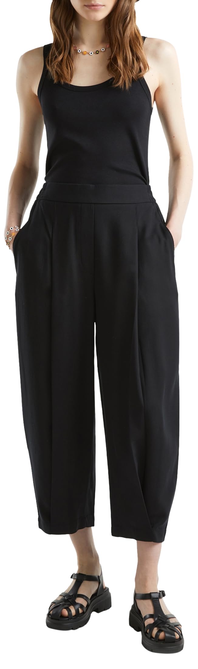 Benetton Pantaloni Jogger Donna Nero 100 Viscosa Tg XS