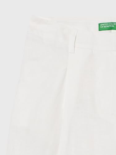 Benetton 4AGHDF05W Pantaloni Donna Lino Vita Regular