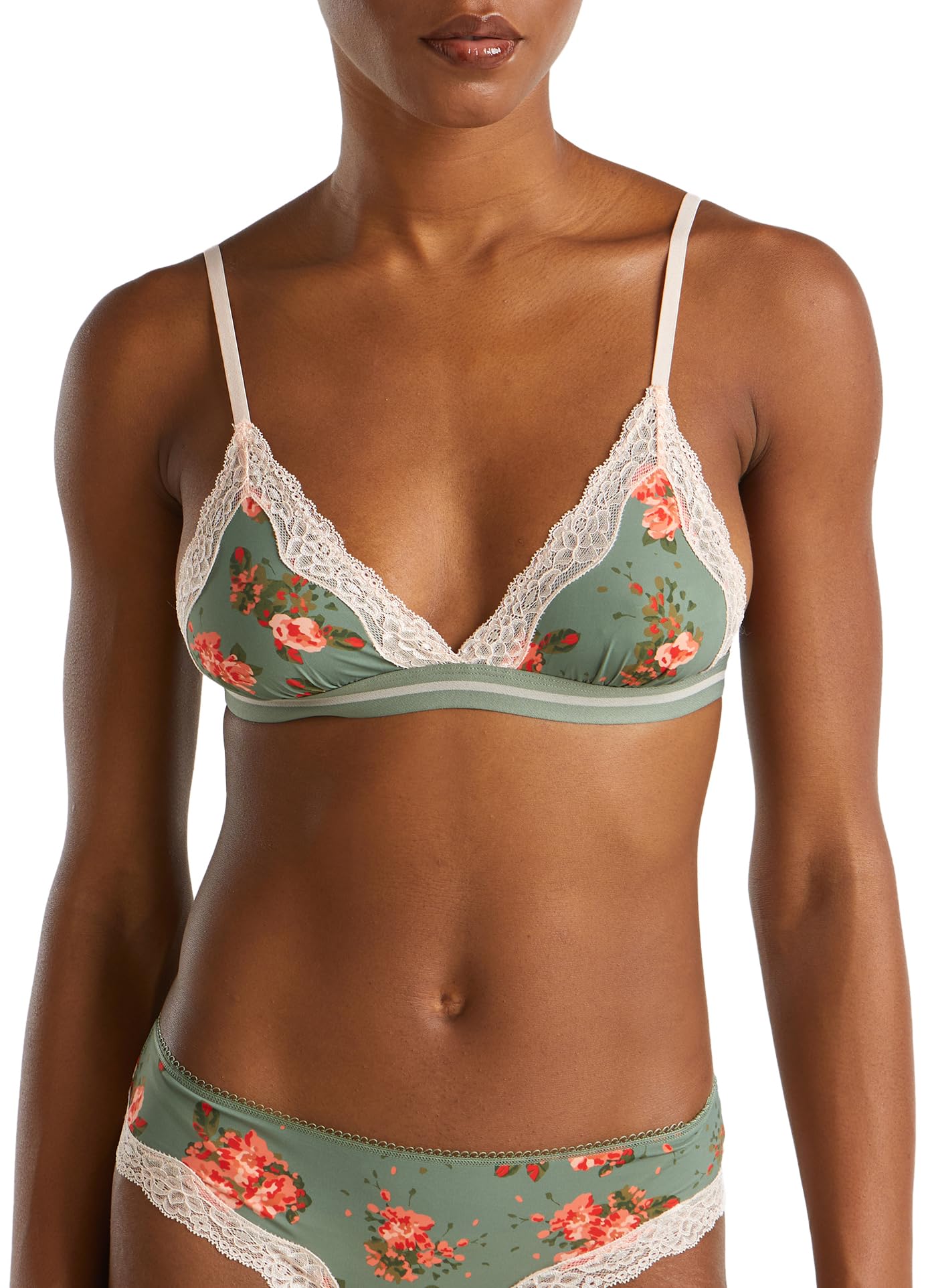 Benetton Reggiseno Triangolo Donna Pizzo Stampa Leggera Taglia L