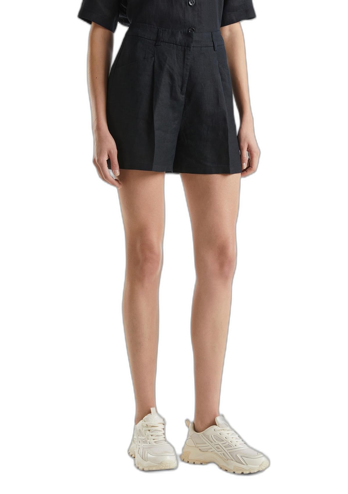 Benetton 4aghd9013 short lino donna vita regular con tasche