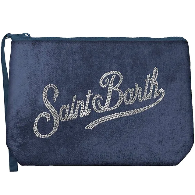 MC2 Saint Barth Aline Velvet 00318M Pochette Velluto Blu Navy