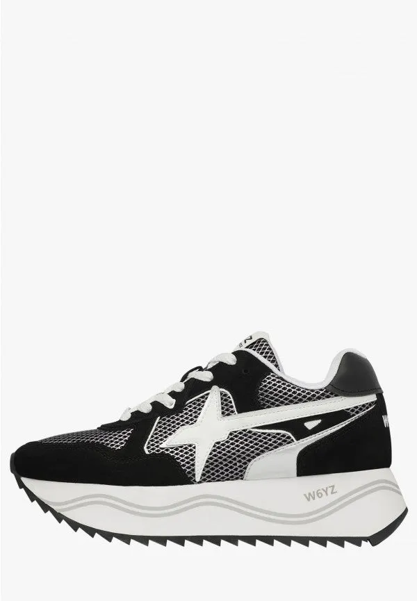 W6YZ Deva 2017405 48 sneakers donna nero bianco platform