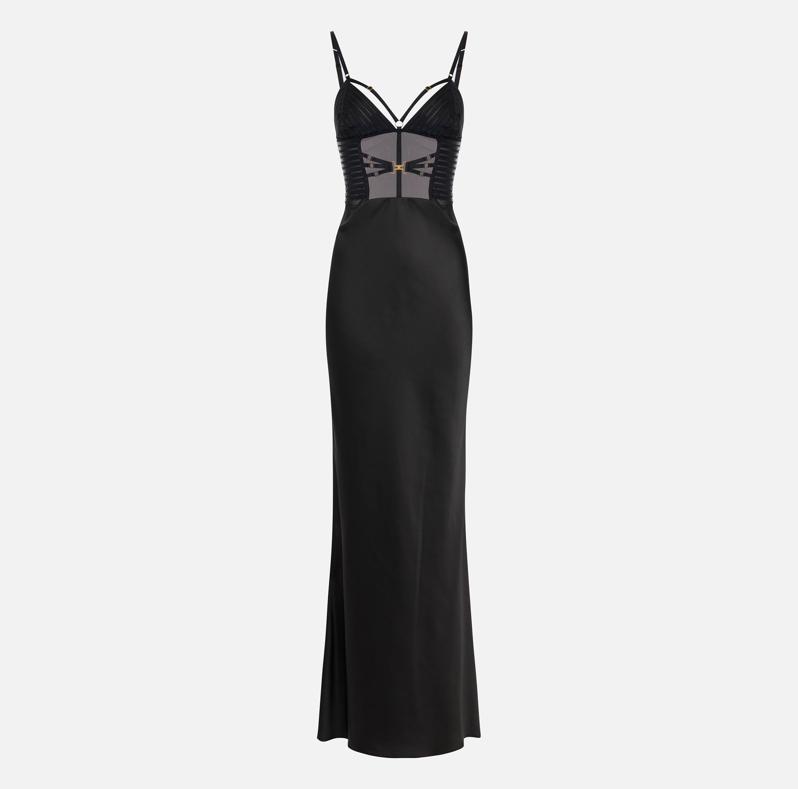 Elisabetta Franchi ABR5362E2 abito nero raso red carpet