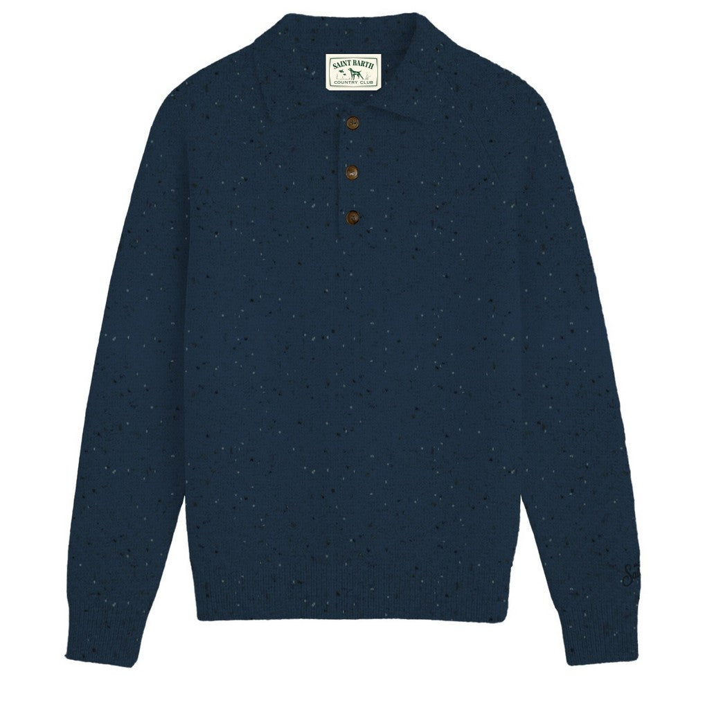 MC2 Saint Barth Alfie Raglan Donegal 00044M polo lana Night Blue uomo