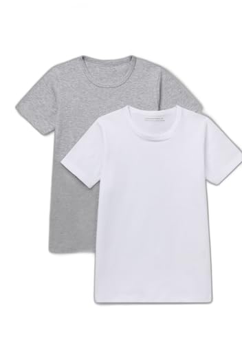 Benetton 3OP80M018 T-Shirt Bambino Set 2 Pezzi Grigio Bianco
