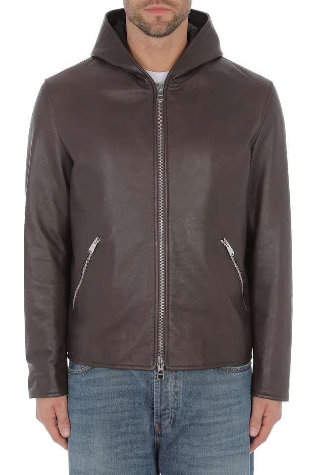 Dondup JU028 PL0708U Giacca Biker Pelle Cioccolato Uomo
