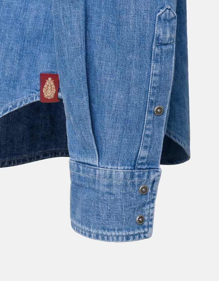 Dondup DC564 Camicia Donna Blu Denim Cotone