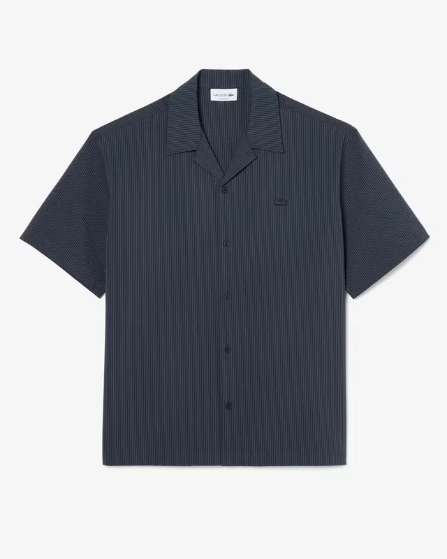 Lacoste CH2355 camicia seersucker maniche corte noir grigio