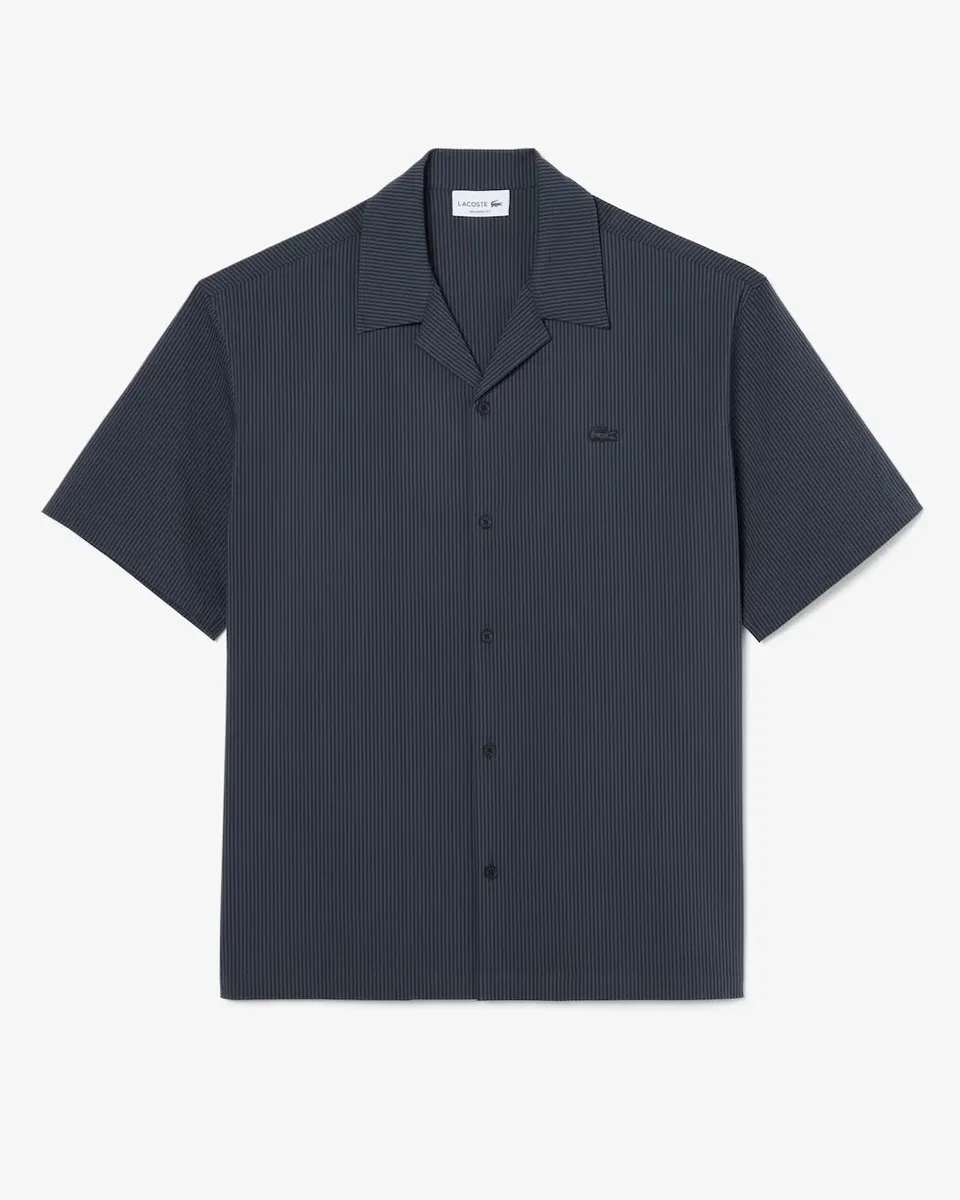 Lacoste CH2355 camicia seersucker maniche corte noir grigio