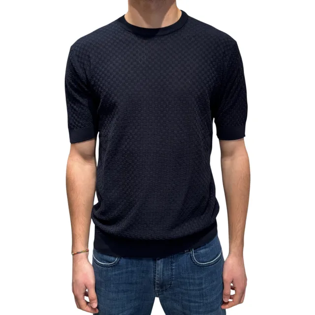Filippo De Laurentiis CR14Q GC1MC maglia navy cotone