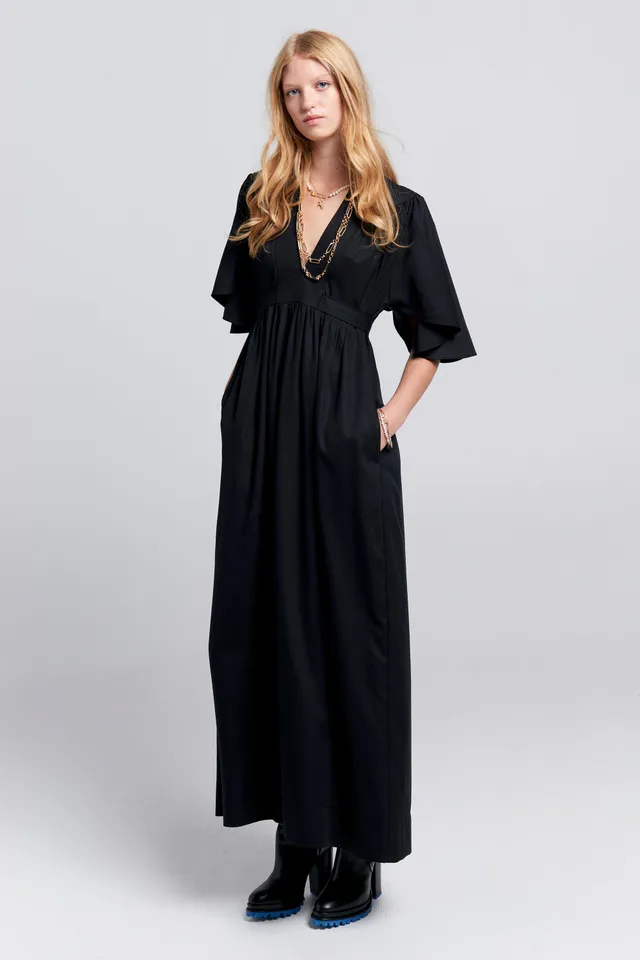 Karen Walker Jamboree Dress vestito nero in tencel lino