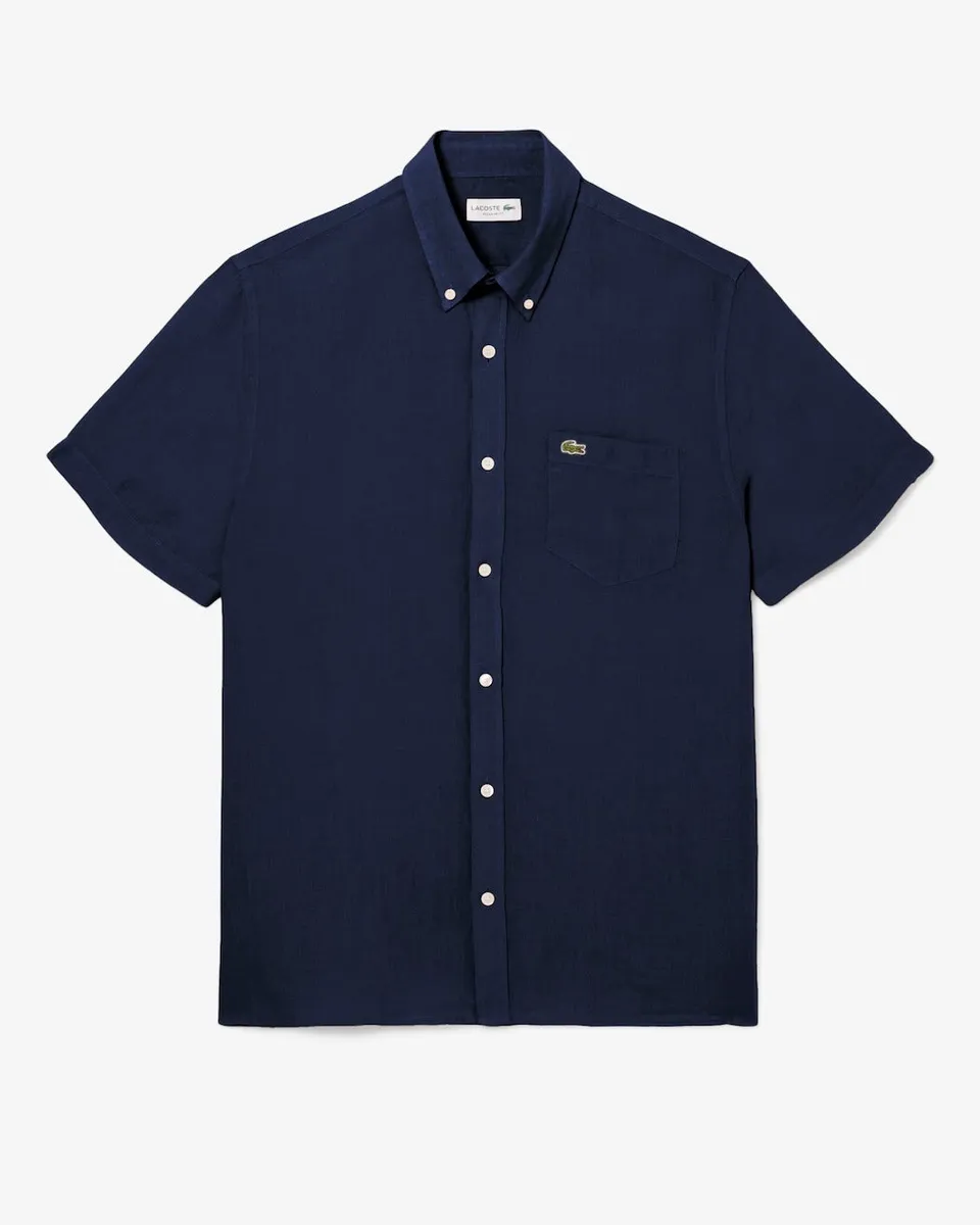 Lacoste CH5699 Camicia Lino Uomo Blu Navy