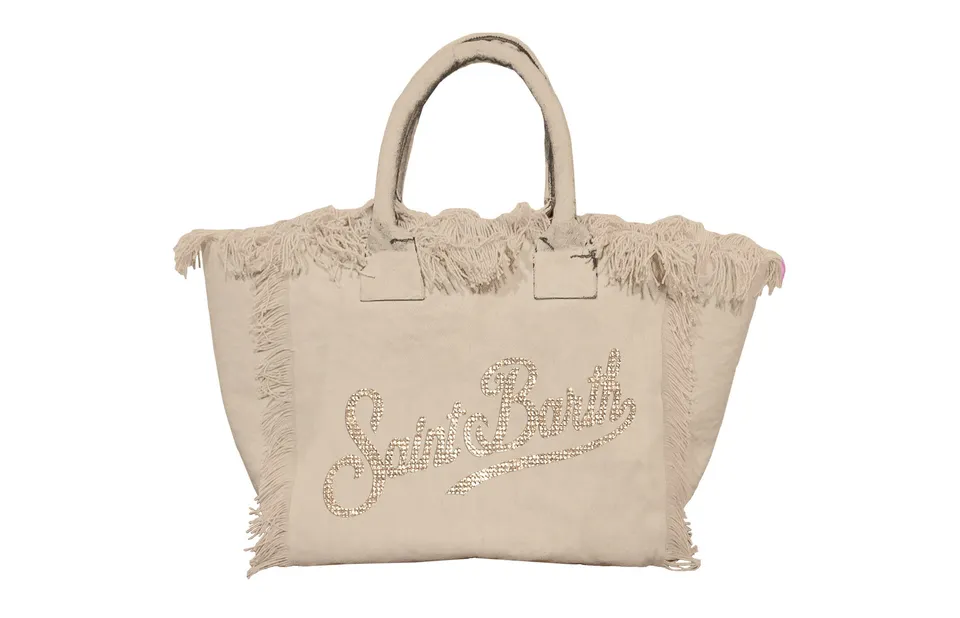 MC2 Saint Barth Vanity borsa donna Beige strass cotone
