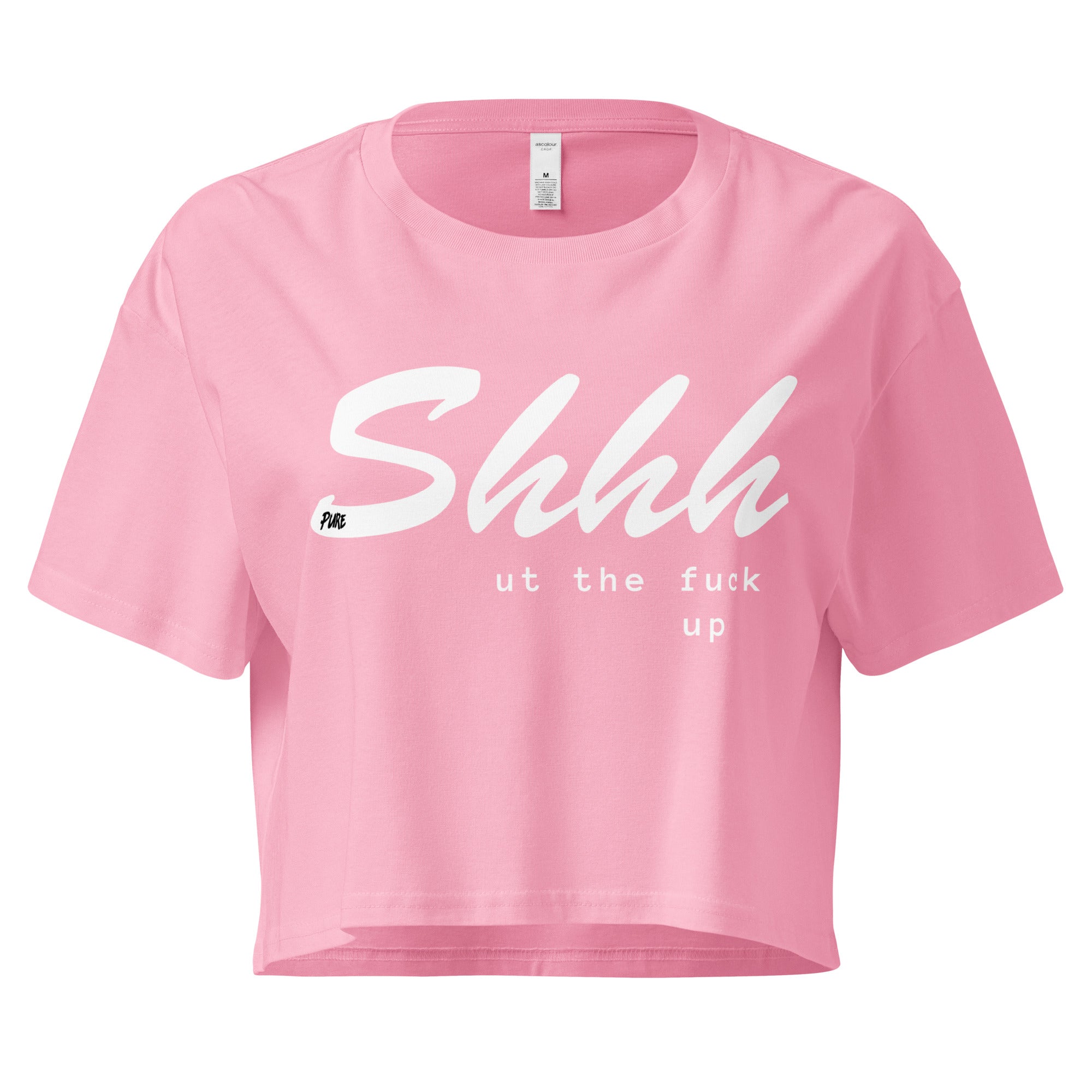 Pure Trash Womens T-Shirts Shhhut crop top donna cotone nero