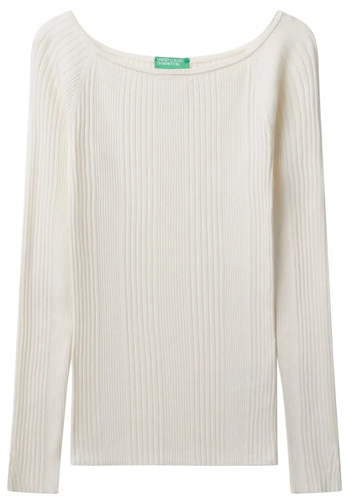 Benetton Maglieria Maglione Donna Viscosa Slim Scollo Ampio M